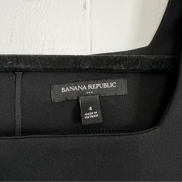 Banana Republic Dress Square Neck Black Cap Sleeve Ruffle Hem 4 Small - Picture 2 of 5